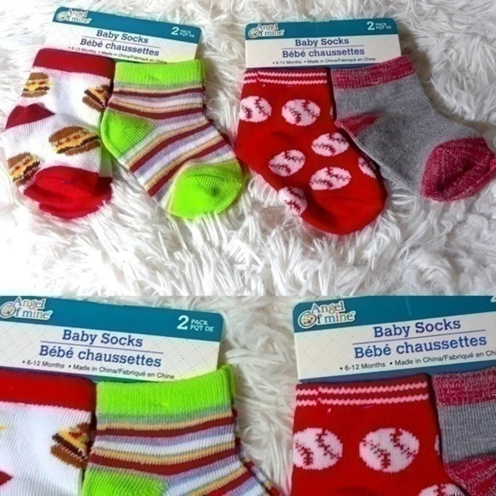 ☄Angel Of Mine Cheeseburgers/Baseballs Baby Socks